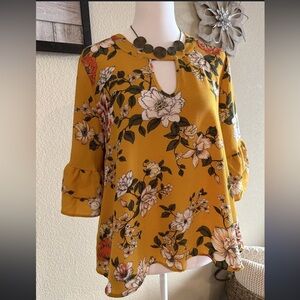 URBAN Romantics Mustard Floral Blouse